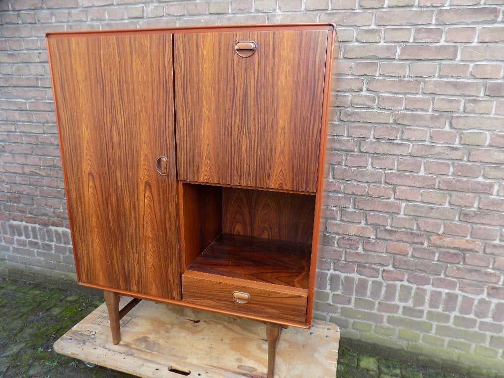 Vintage Wandmeubel rosewood Fristho sixties William Watting, Ophalen, Gebruikt, Hout