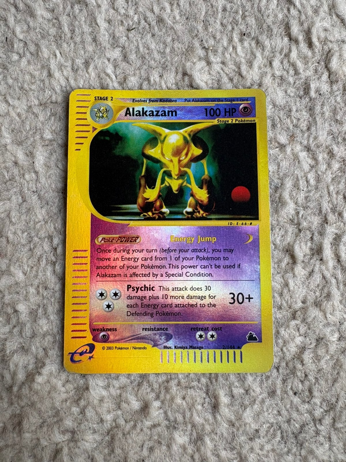 Pokemon kaart alakazam reverse holo 2/144 eseries 1995, Ophalen of Verzenden, Zo goed als nieuw