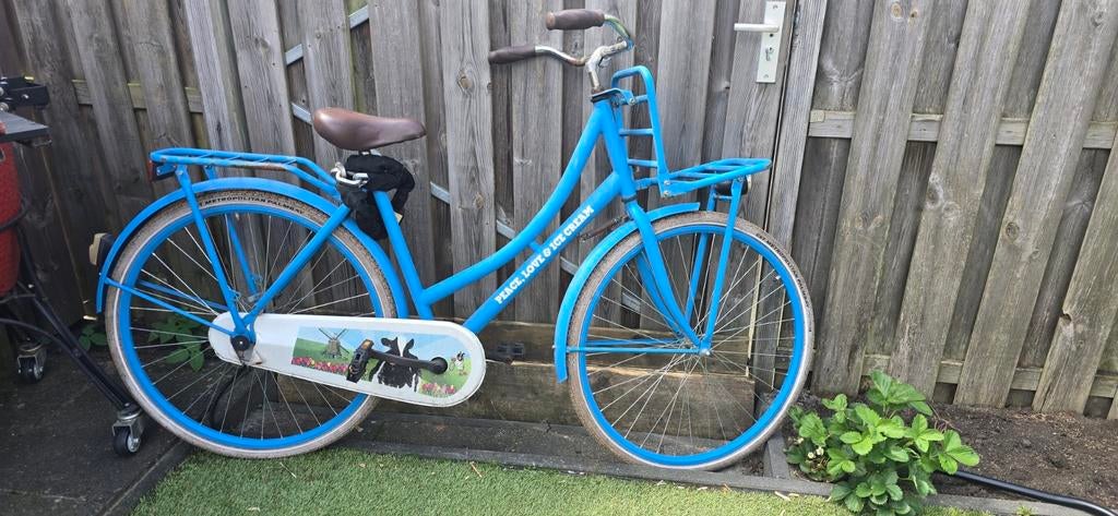 Unieke Ben & Jerry's fiets - Blauw met leuke details, Overige merken, Terugtraprem, Ophalen of Verzenden, 53 tot 56 cm