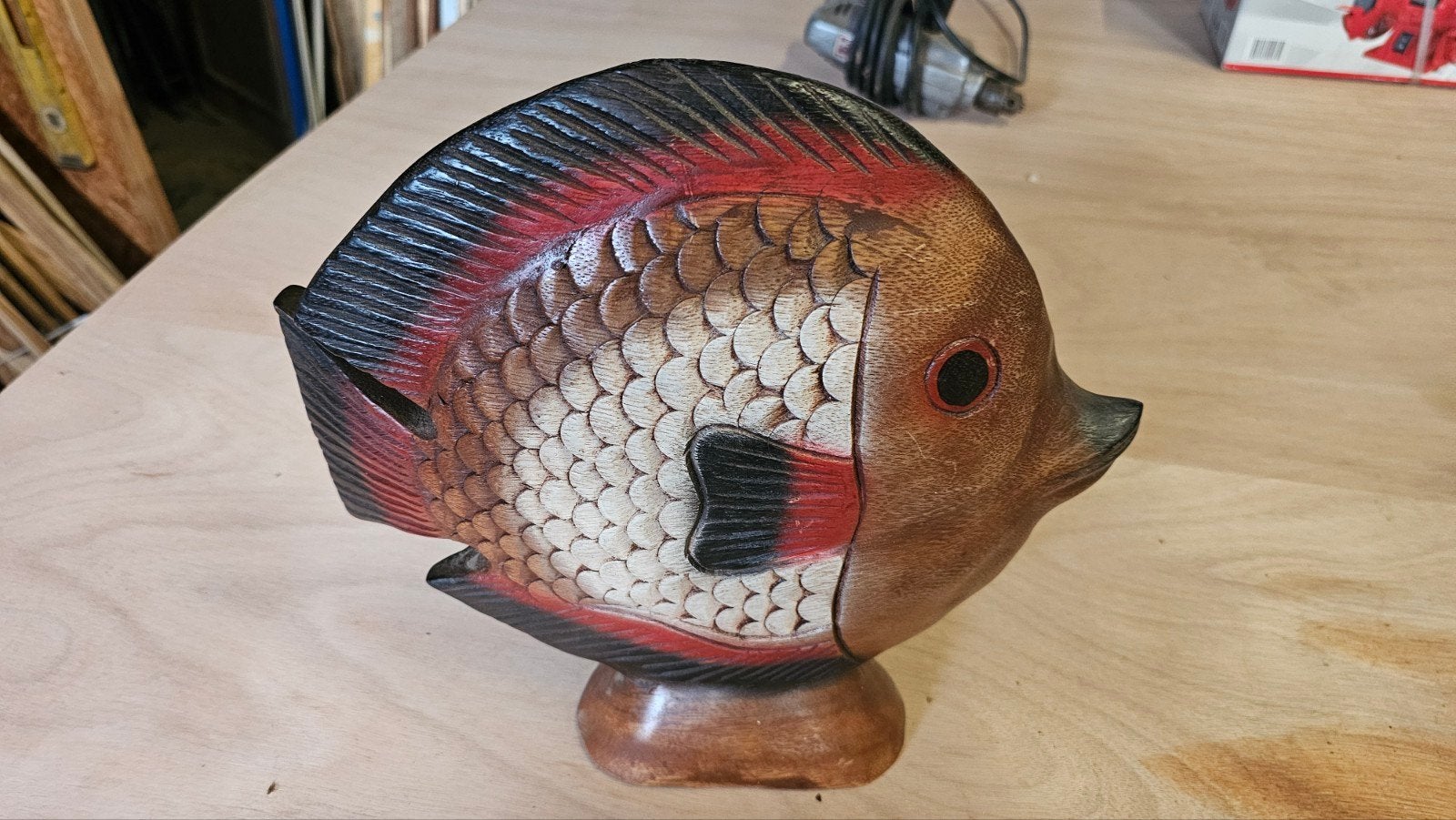 Houten vis decoratie - 30cm, Hout, Meerkleurig, Overige stijlen, Ophalen of Verzenden