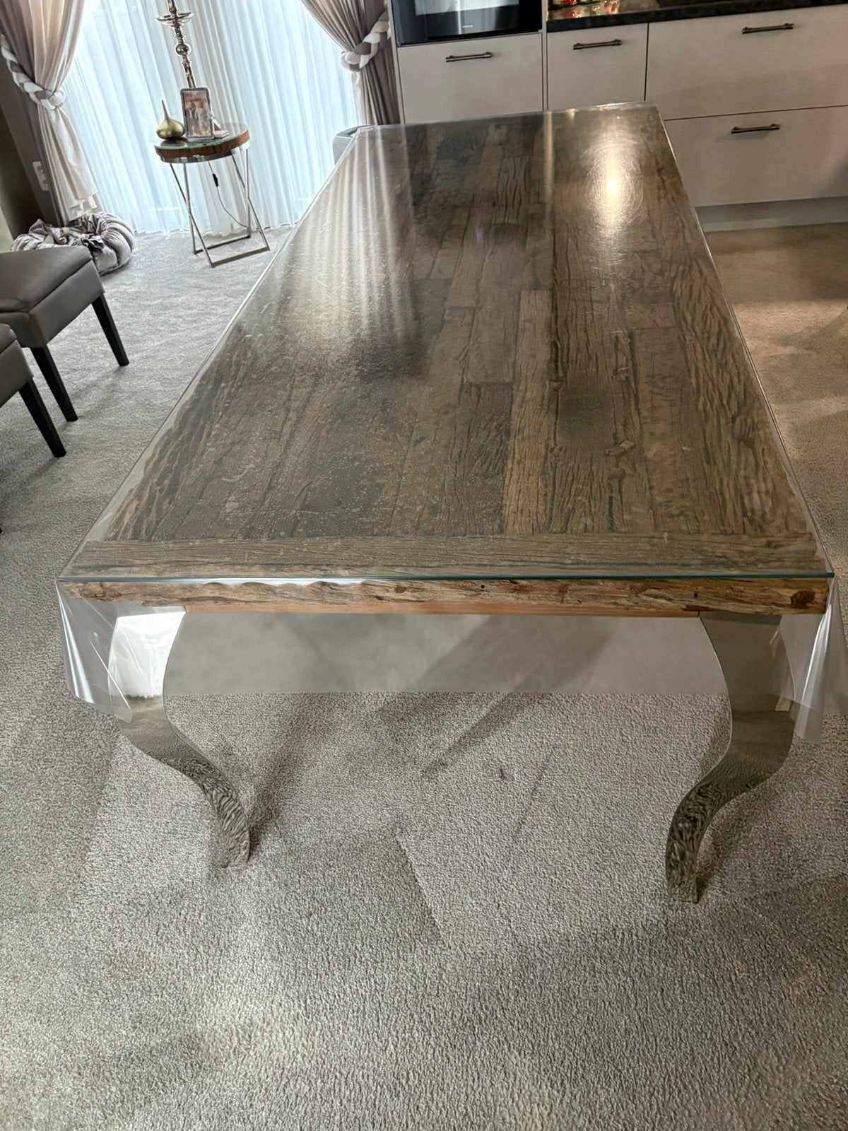 Eettafel railway hout, Huis en Inrichting, Ophalen, 200 cm of meer, 50 tot 100 cm, Zo goed als nieuw