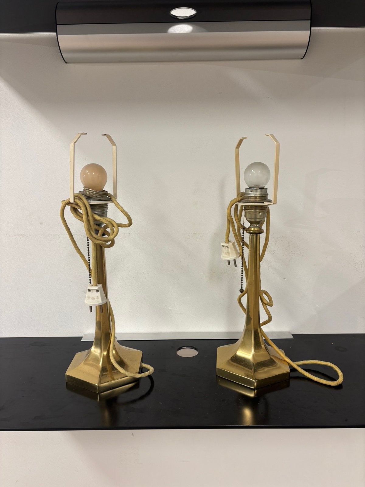 Schemerlampen, Huis en Inrichting, Lampen | Tafellampen, Goud, Ophalen, Gebruikt, Met stekker