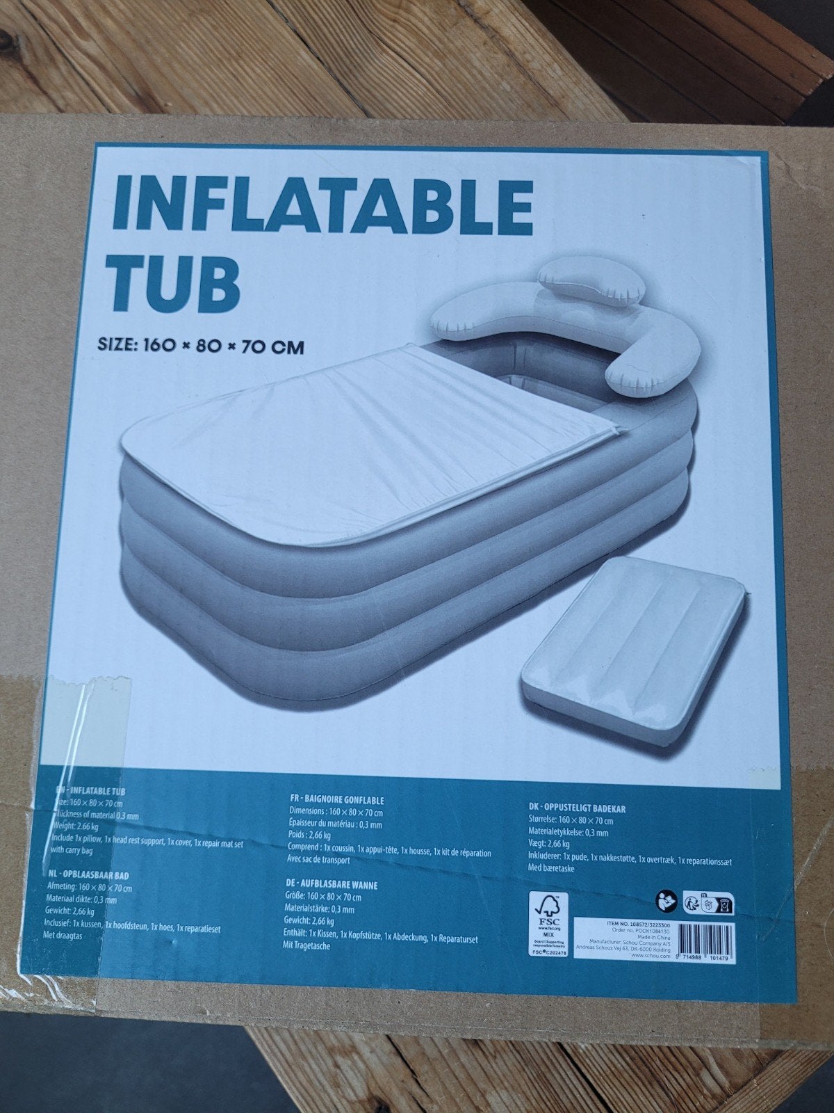Opblaasbaar ligbad met kussen en hoes - 160x80x70 cm, Huis en Inrichting, Badkamer | Complete badkamers, Ophalen, Nieuw, Met bad