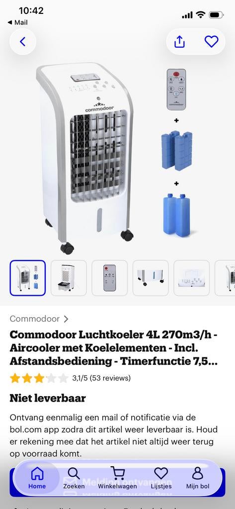 Commodoor aircooler met koelelementen, Witgoed en Apparatuur, Airco's, Gebruikt, Mobiele airco, Minder dan 60 m³, 3 snelheden of meer