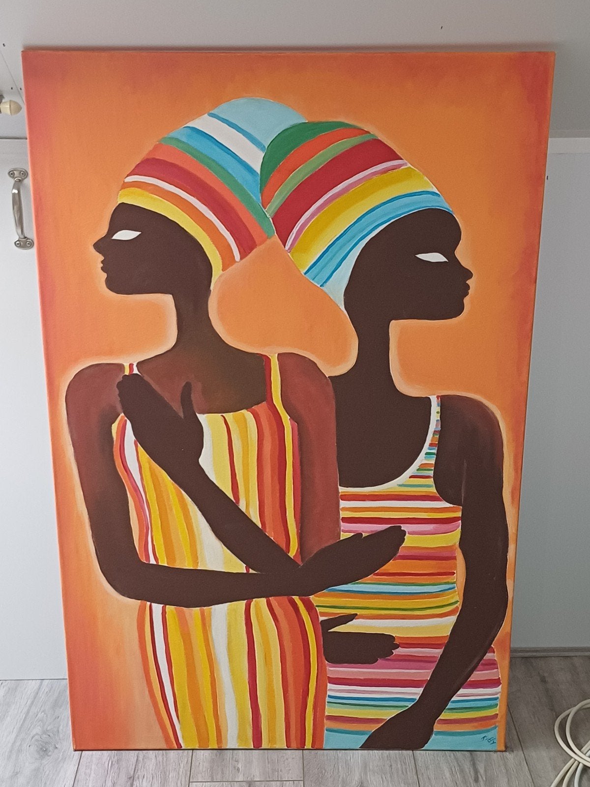 Schilderij van Kitty van Vlaanderen - 150 x 75 cm, Antiek en Kunst, Kunst | Schilderijen | Modern, Ophalen, Textiel, Op houten frame
