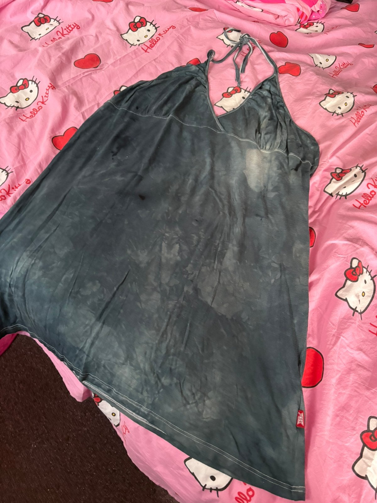 Yoek blauwe batik tie-dye jurk. XL, Kleding | Dames, Grote Maten, Ophalen of Verzenden, Zo goed als nieuw, Blauw, Jurk