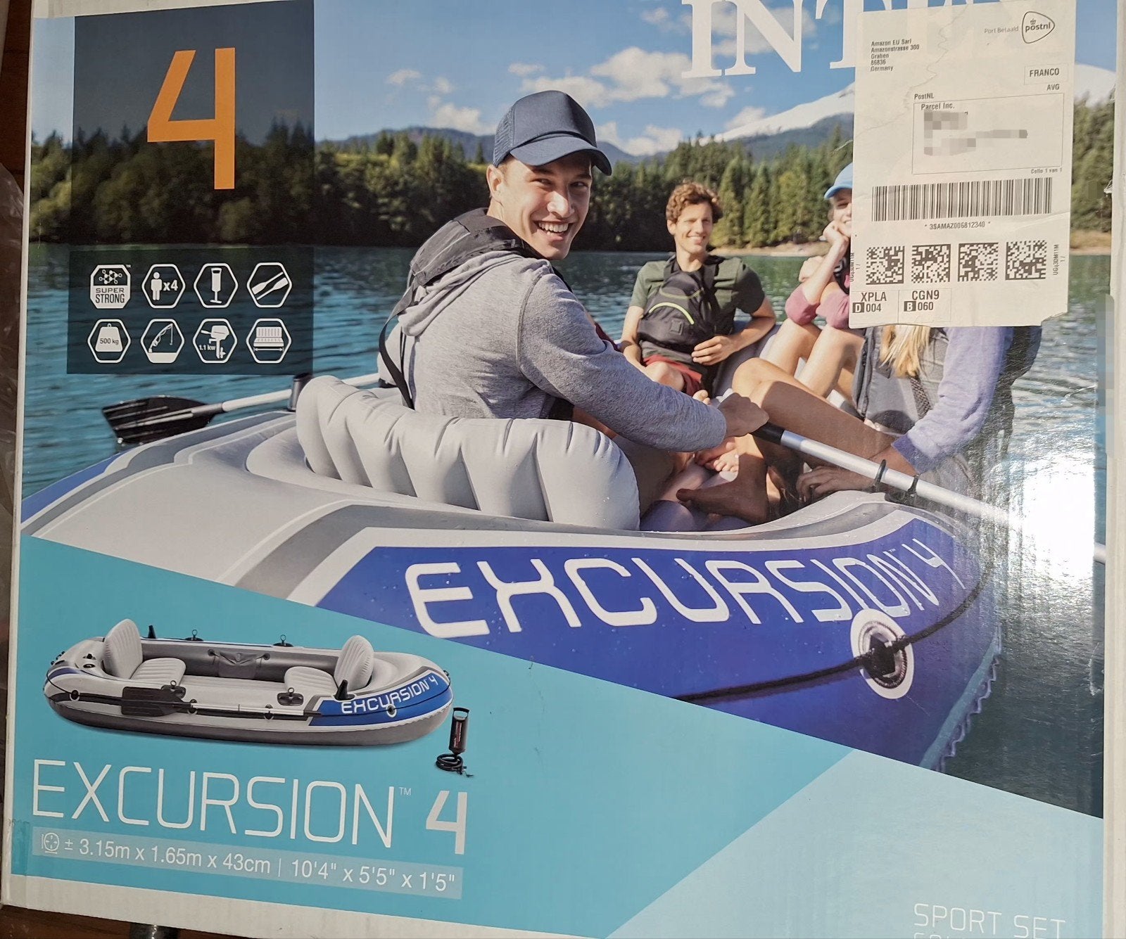 Intex Excursion 4 opblaasboot met pomp en peddels, Ophalen, Nieuw
