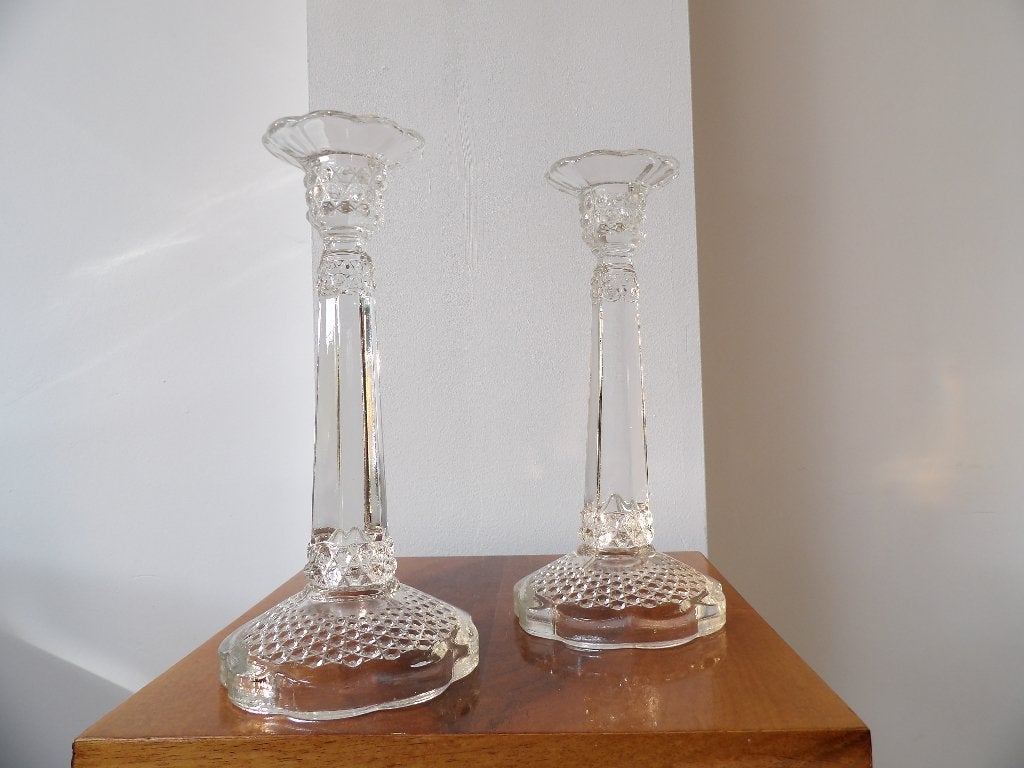 Set Art Deco Kandelaars, Brockowitz, Duitsland 30/40er jaren, Ophalen of Verzenden, Glas