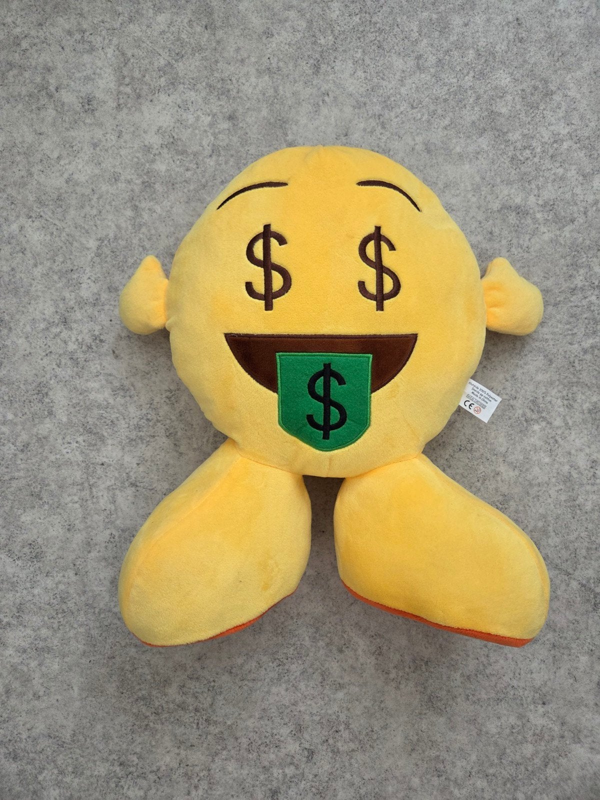 Emoji knuffel met dollartekens - Zo goed als nieuw, Overige merken, Overige typen, Ophalen of Verzenden, Middelgroot (20 tot 80 cm)
