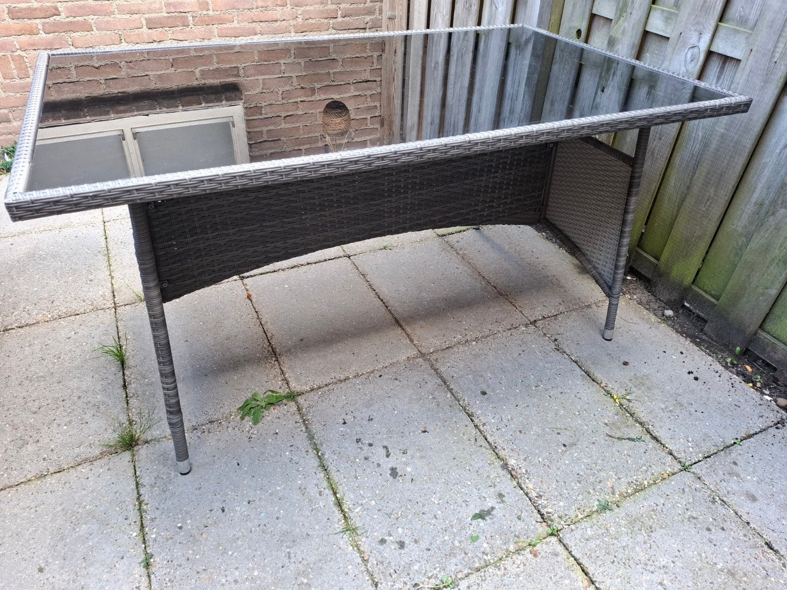 Tuintafel met glasplaat GRATIS, Ophalen, Gebruikt, Rechthoekig, Aluminium