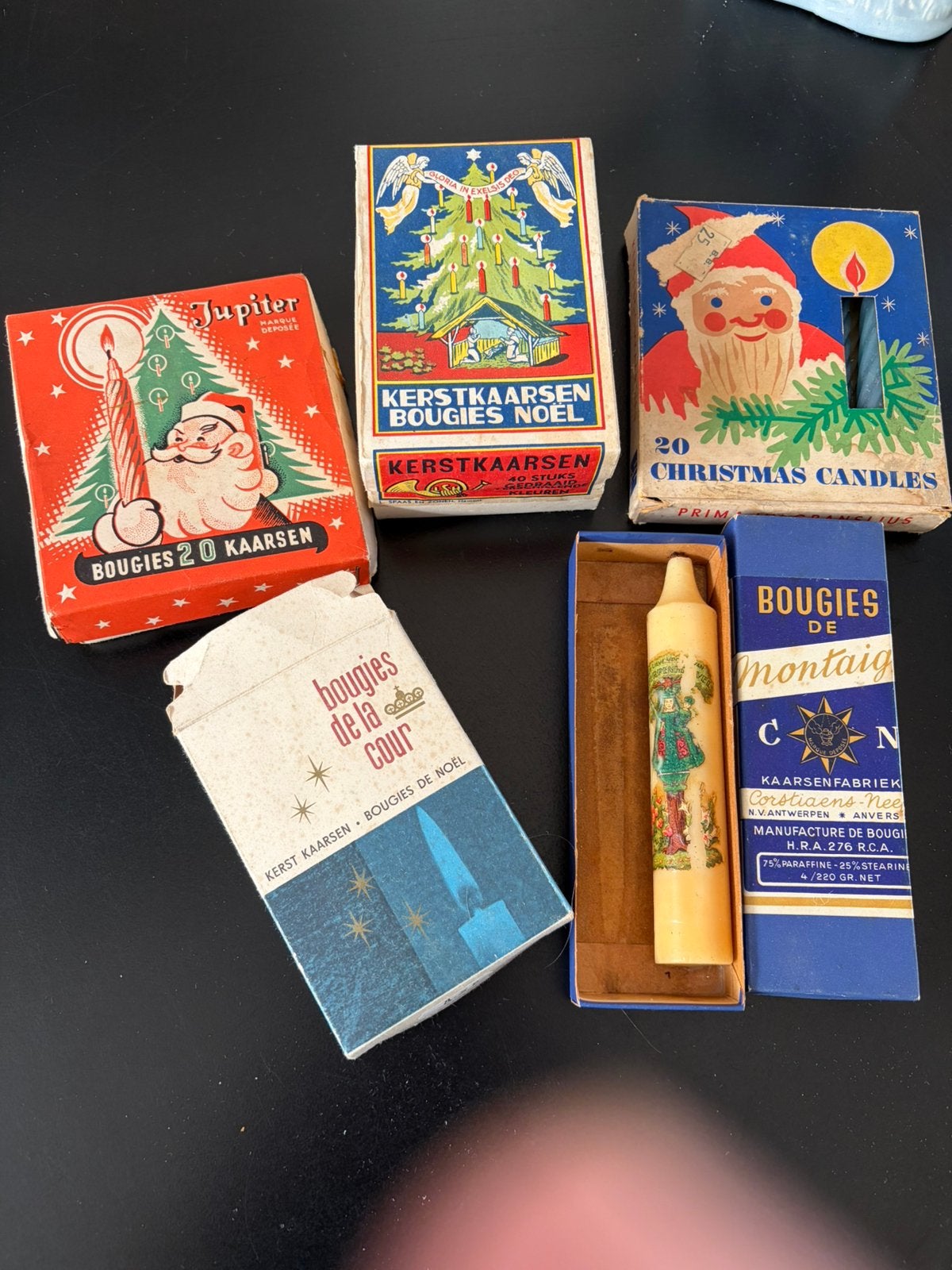 4 doosjes met kerstkaarsjes, Antiek en Kunst, Ophalen of Verzenden
