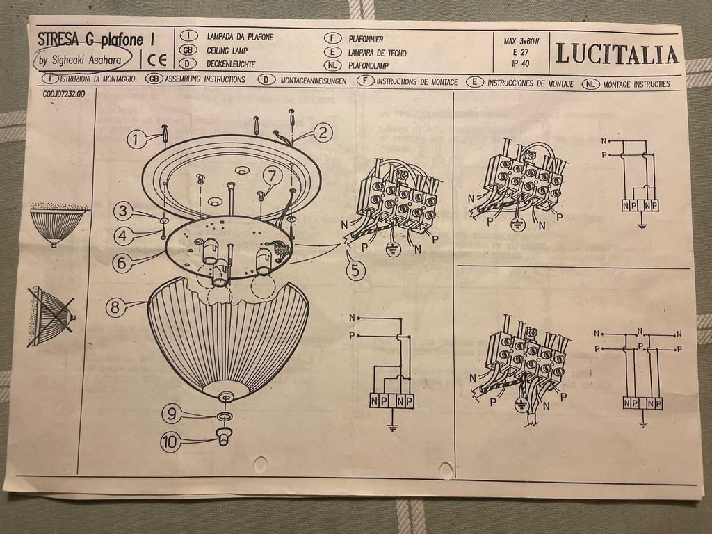 Lucitalia Stresa-G Plafondlamp - Modern Design, Ophalen of Verzenden, Zo goed als nieuw