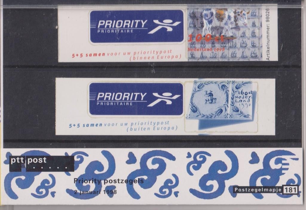 Nederland 1998 181 Postzegelmapje Priority zegels, Verzenden, Postfris, Overige thema's