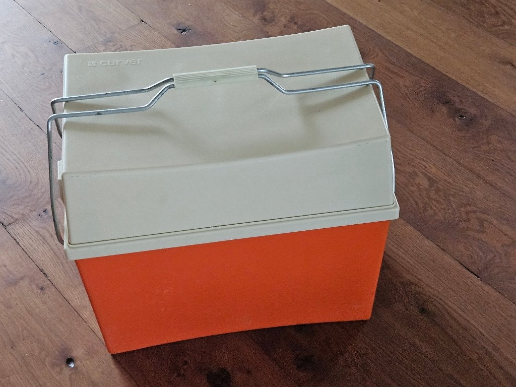 Vintage Curver koelbox - Oranje/beige retro design, Ophalen of Verzenden