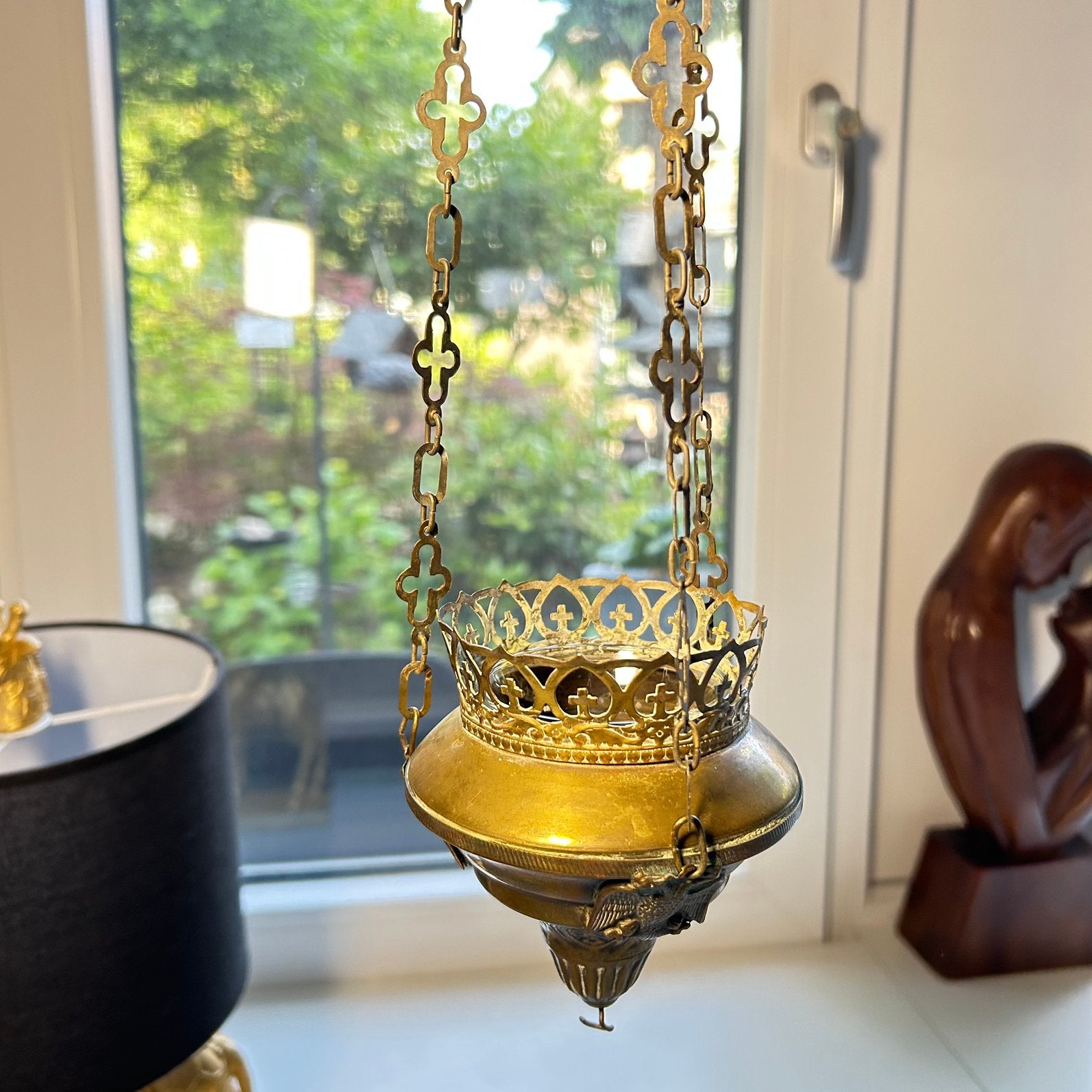 Antiek Messing koper eeuwig licht, godslamp, Gebruikt, Ophalen of Verzenden, X, X