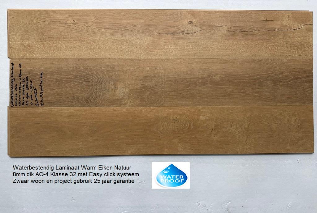 Waterbestendig Laminaat Warm Eiken Natuur 8mm dik €14,95m2, Bruin, 75 m² of meer, Nieuw, Ophalen of Verzenden