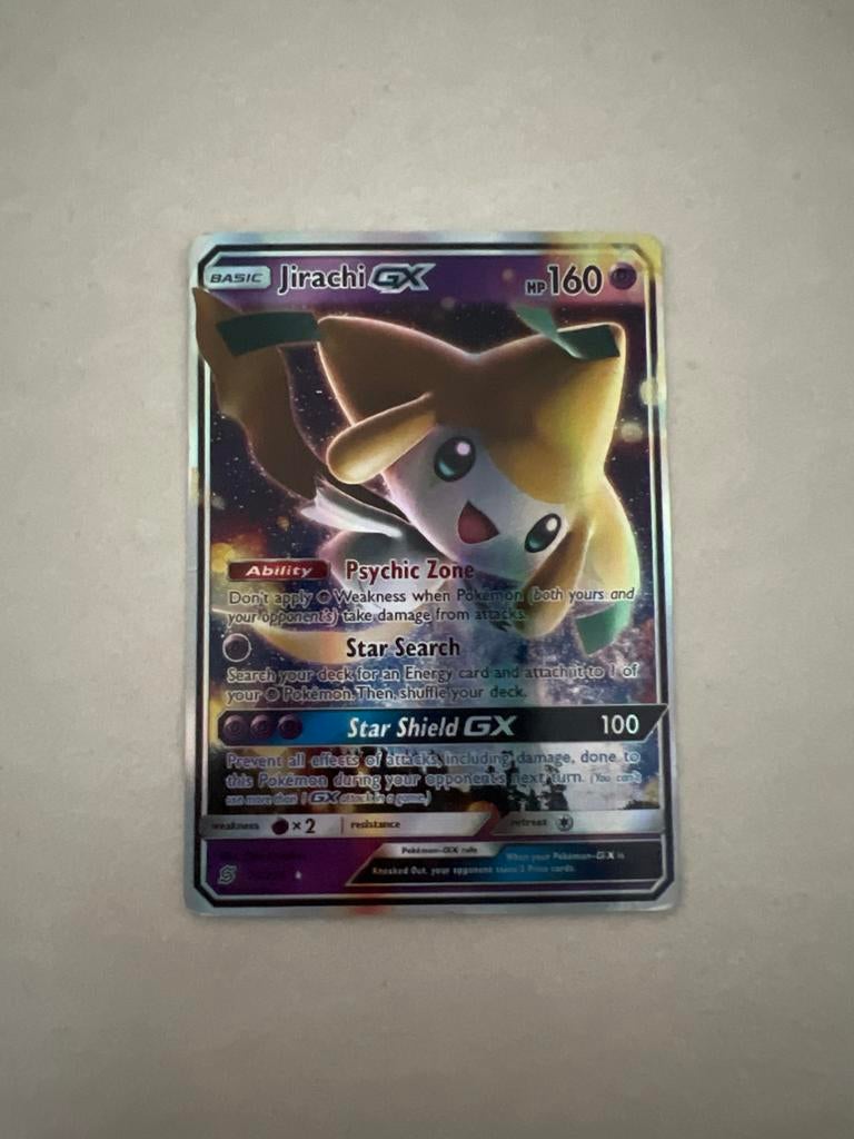 Jirachi GX Pokémon Kaart - Zo goed als nieuw, Ophalen of Verzenden, Zo goed als nieuw, Losse kaart, Foil