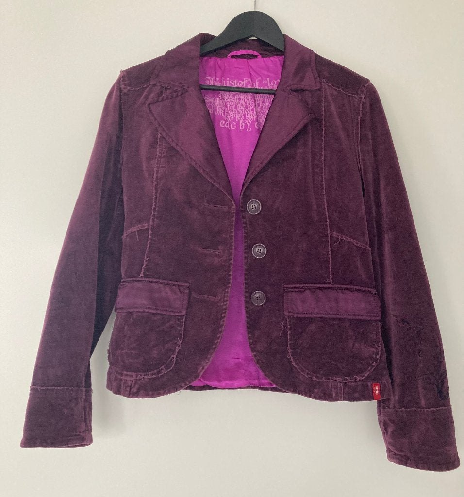 Jasje EDC by Esprit maat M fluweel achtig met bloemen, Maat 38/40 (M), Paars, Ophalen of Verzenden, EDC by Esprit