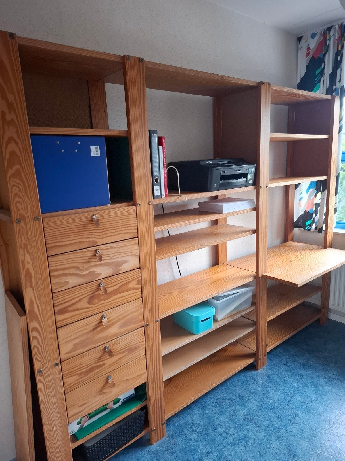 Grenenhouten wandkast met lades en planken. Merk lundi, Ophalen, Gebruikt, Met deur(en), Functioneel, Klassiek