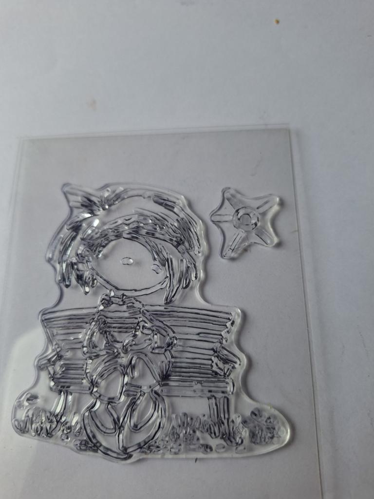 Clearstamp Stempel Meisje op Bankje, Ophalen of Verzenden