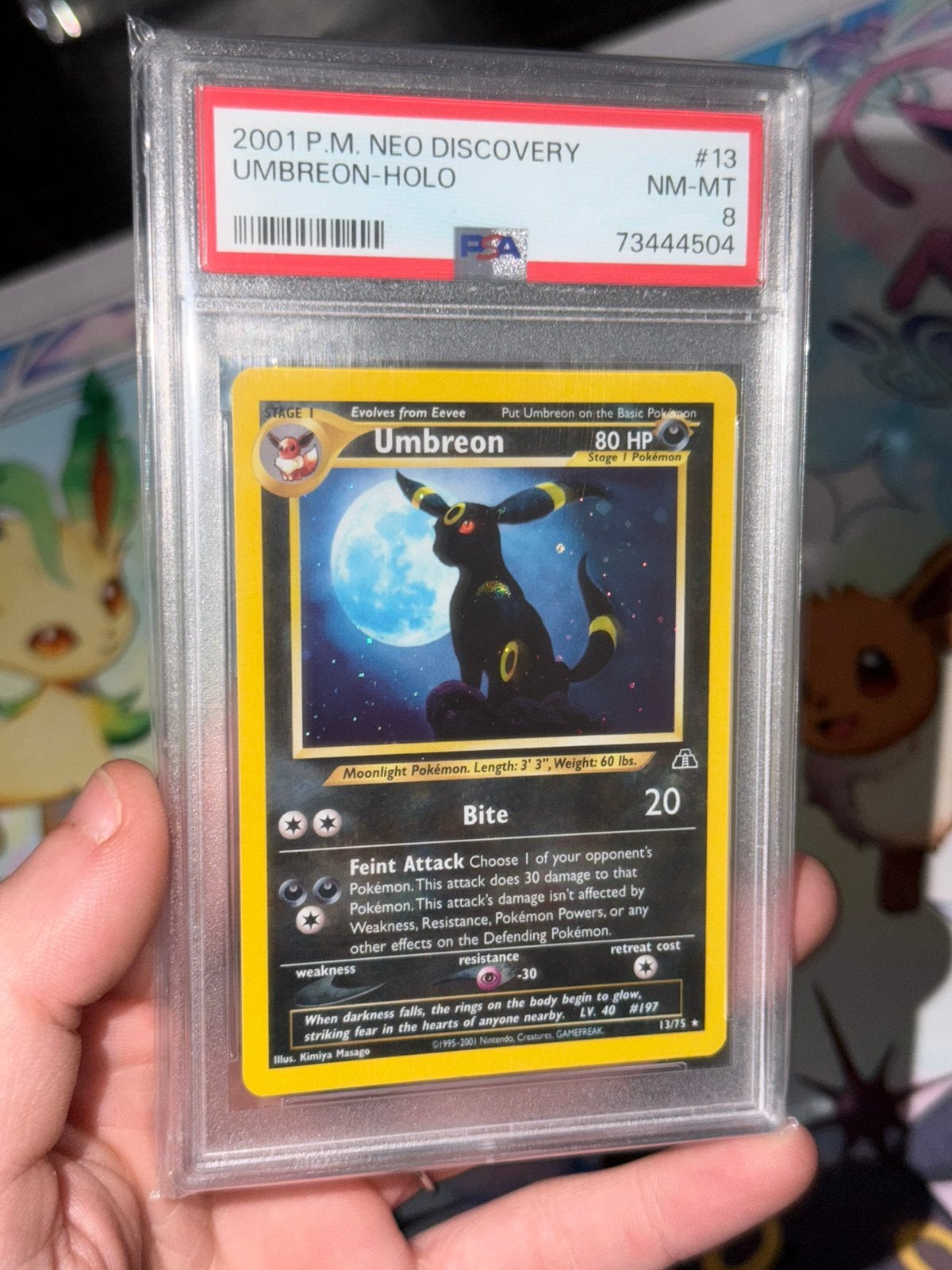 Umbreon 13/75 Holo Neo Discovery PSA 8 NM-Mint, Hobby en Vrije tijd, Ophalen, Zo goed als nieuw