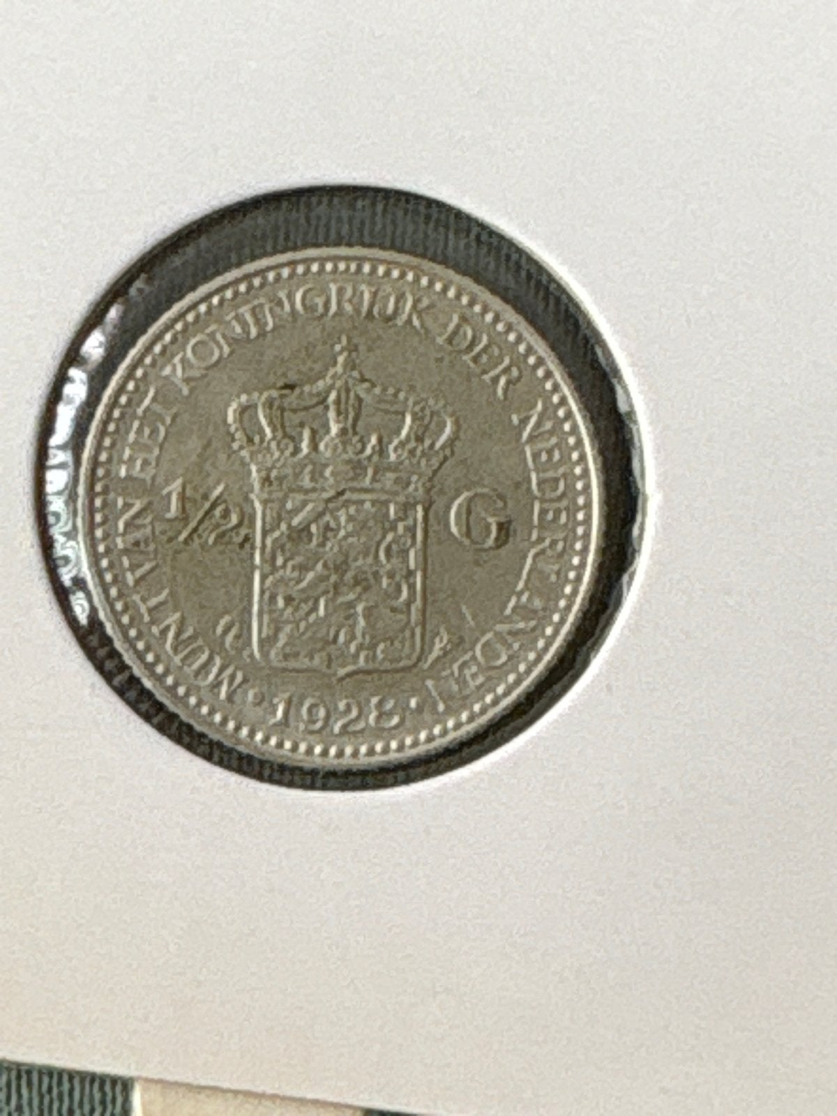 Zilveren ½ Gulden Koningin Wilhelmina 1928, ½ gulden, Zilver, Ophalen of Verzenden, Koningin Wilhelmina