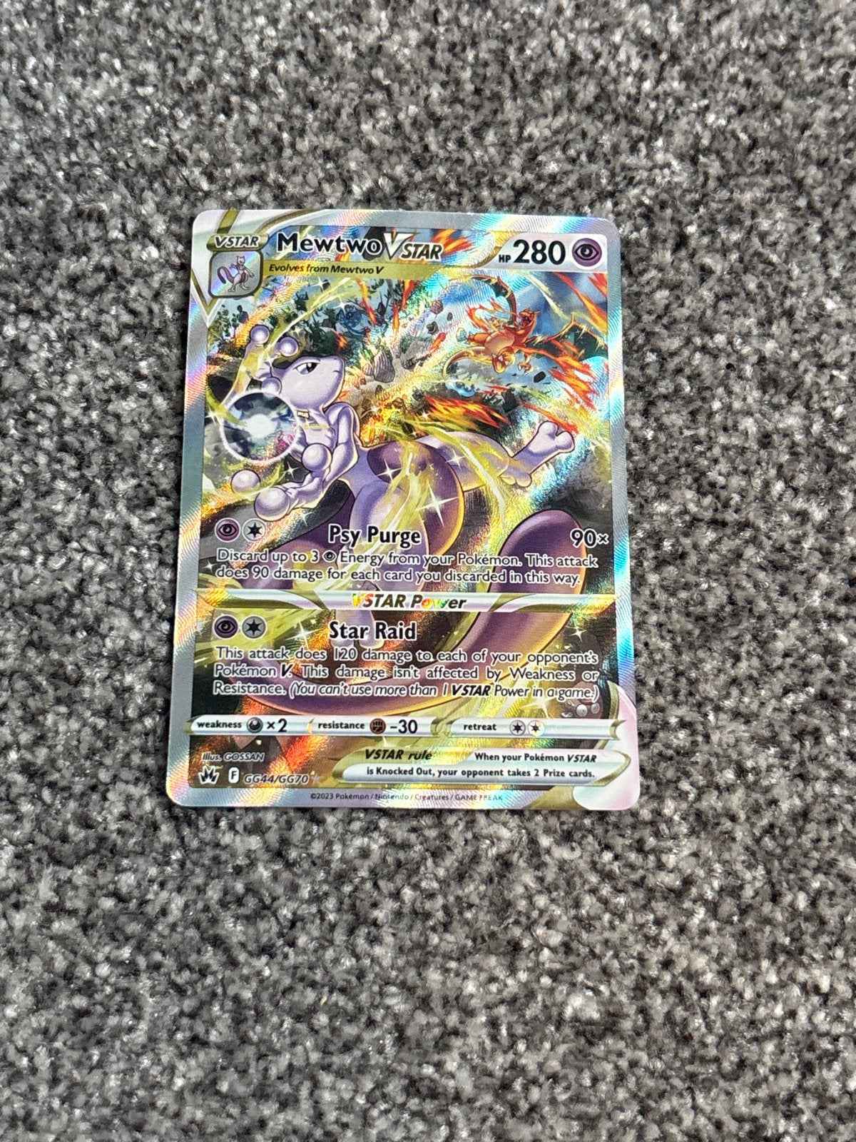 Mewtwo VSTAR GG44/GG70 Pokémon Kaart, Ophalen of Verzenden, Zo goed als nieuw, Losse kaart, Foil