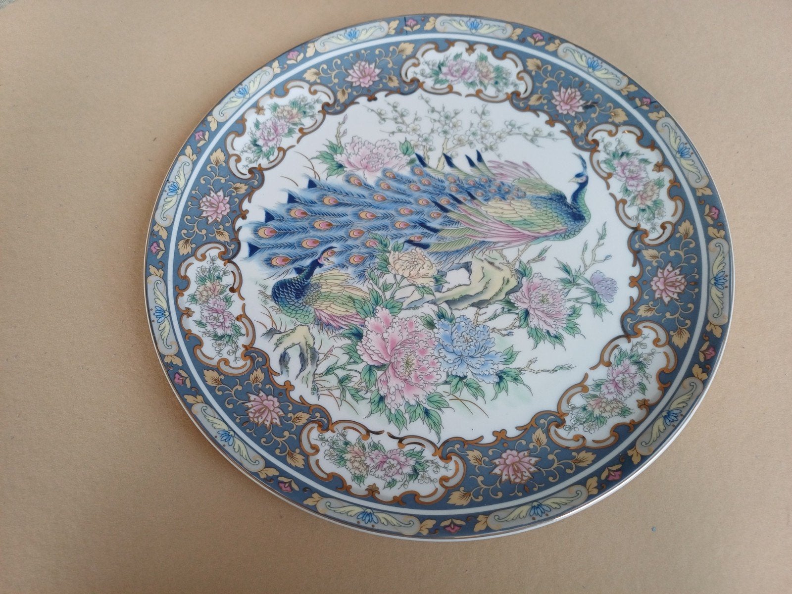 Decoratief bord met pauw en bloemenprint, Ophalen of Verzenden