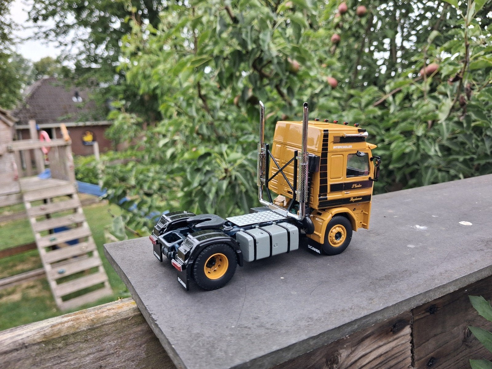 Tekno Scania 143M skycab trekker 4x2 S. GORTER  PARTS, Ophalen of Verzenden, Gebruikt, Bus of Vrachtwagen, Tekno