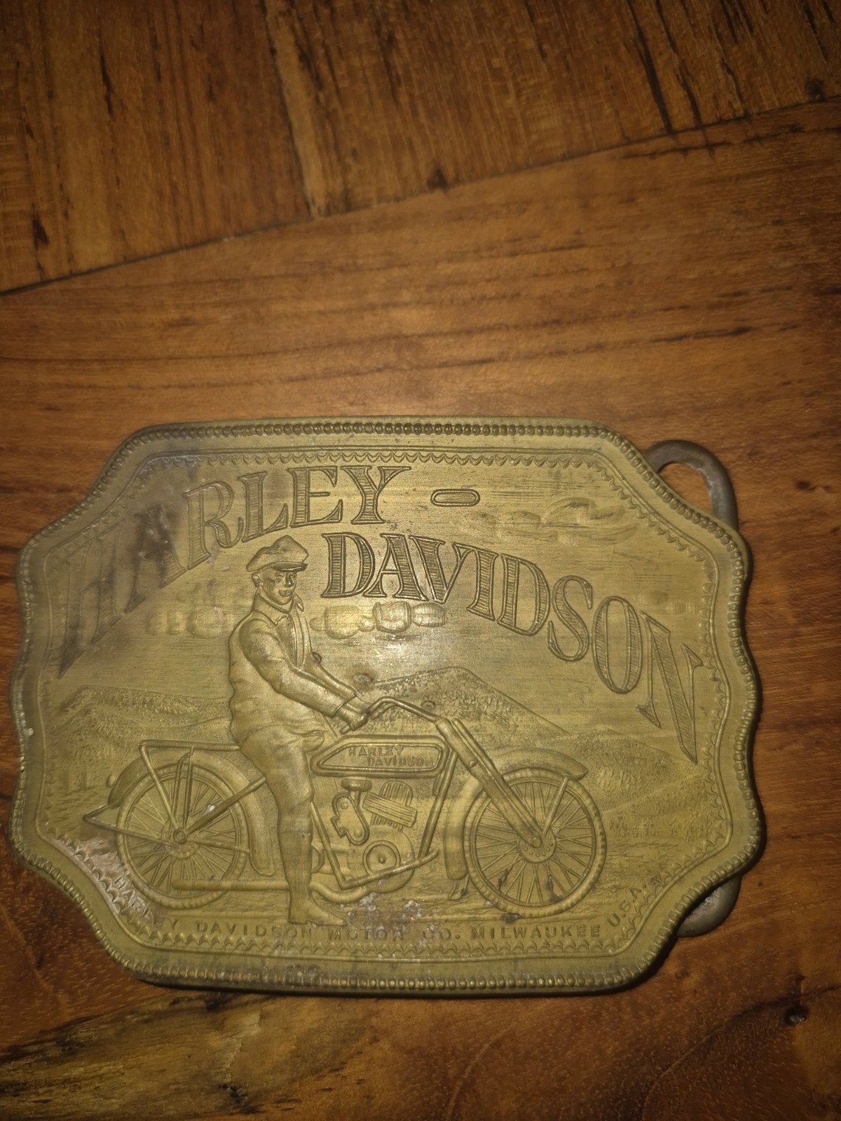 Vintage Harley Davidson belt buckle Montauk jaren 70 messing, Ophalen of Verzenden, Zwart, Minder dan 95 cm