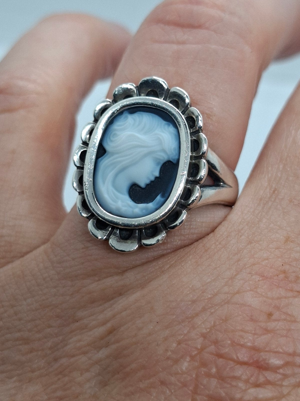 Retired Pandora ring blauwe agaat maat 56 ALE 925, Blauw, Ophalen of Verzenden, 17 tot 18, Met edelsteen