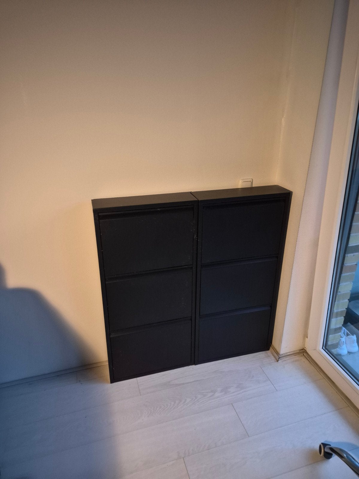 Zwarte schoenenkast met 3 vakken, Ophalen, Gebruikt, Modern, minimalistisch