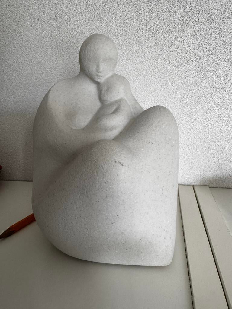 Marbell Moeder en Kind Beeld - Stone Art Belgium, Ophalen, Groep mensen, Handgemaakt, 20 - 50 cm