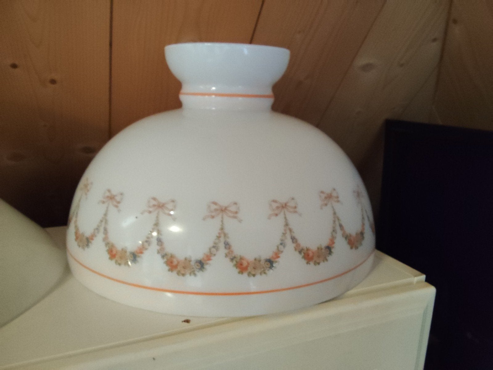 Antieke Opaline Olielamp Kap - Groot Model, Ophalen of Verzenden