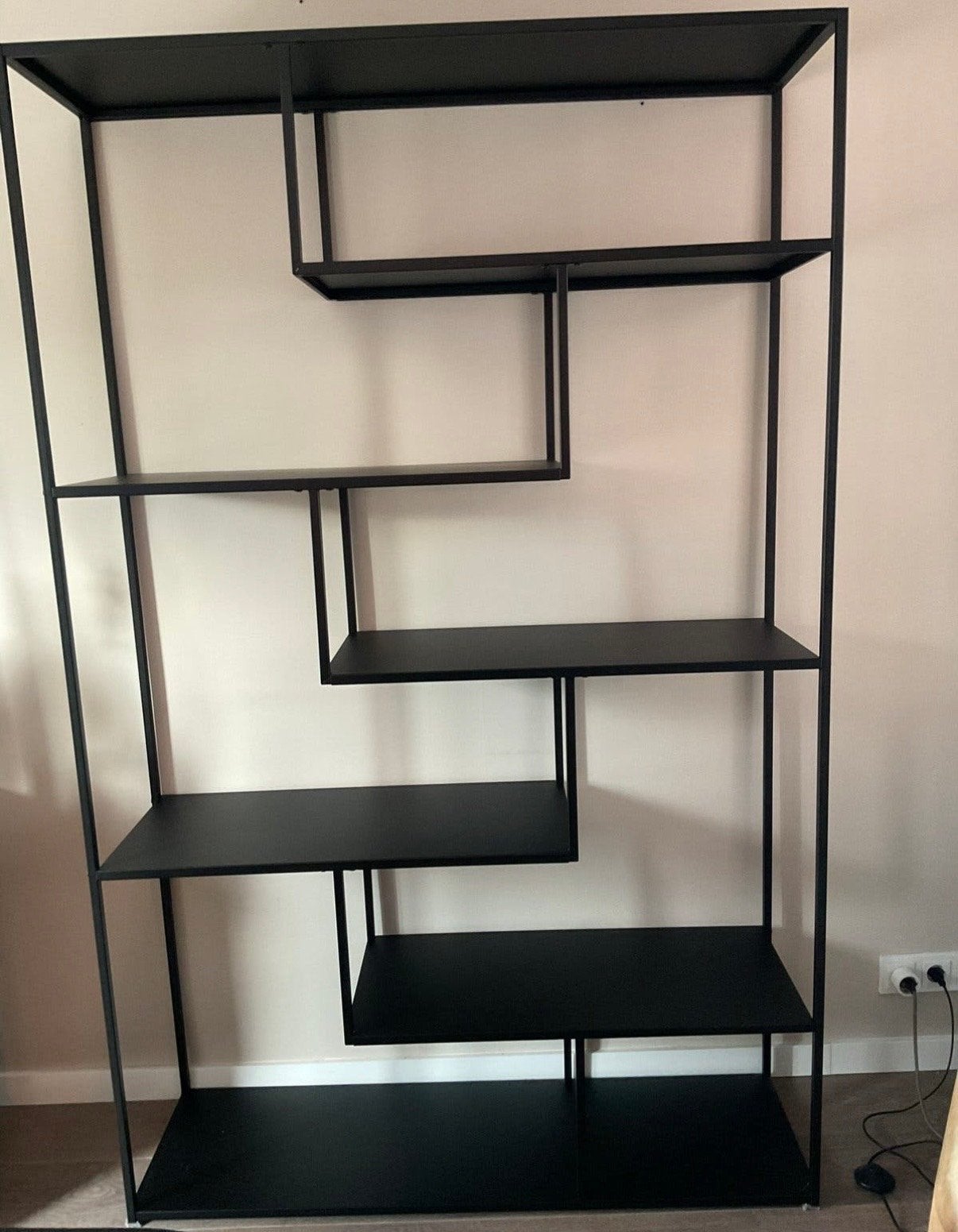 Zwart metalen open vakkenkast / boekenkast, Ophalen, Met plank(en), 100 tot 150 cm, 200 cm of meer