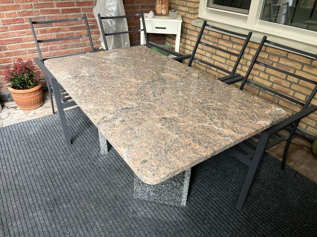 Marmer tuin tafel, Tuin en Terras, Ophalen, Overige materialen
