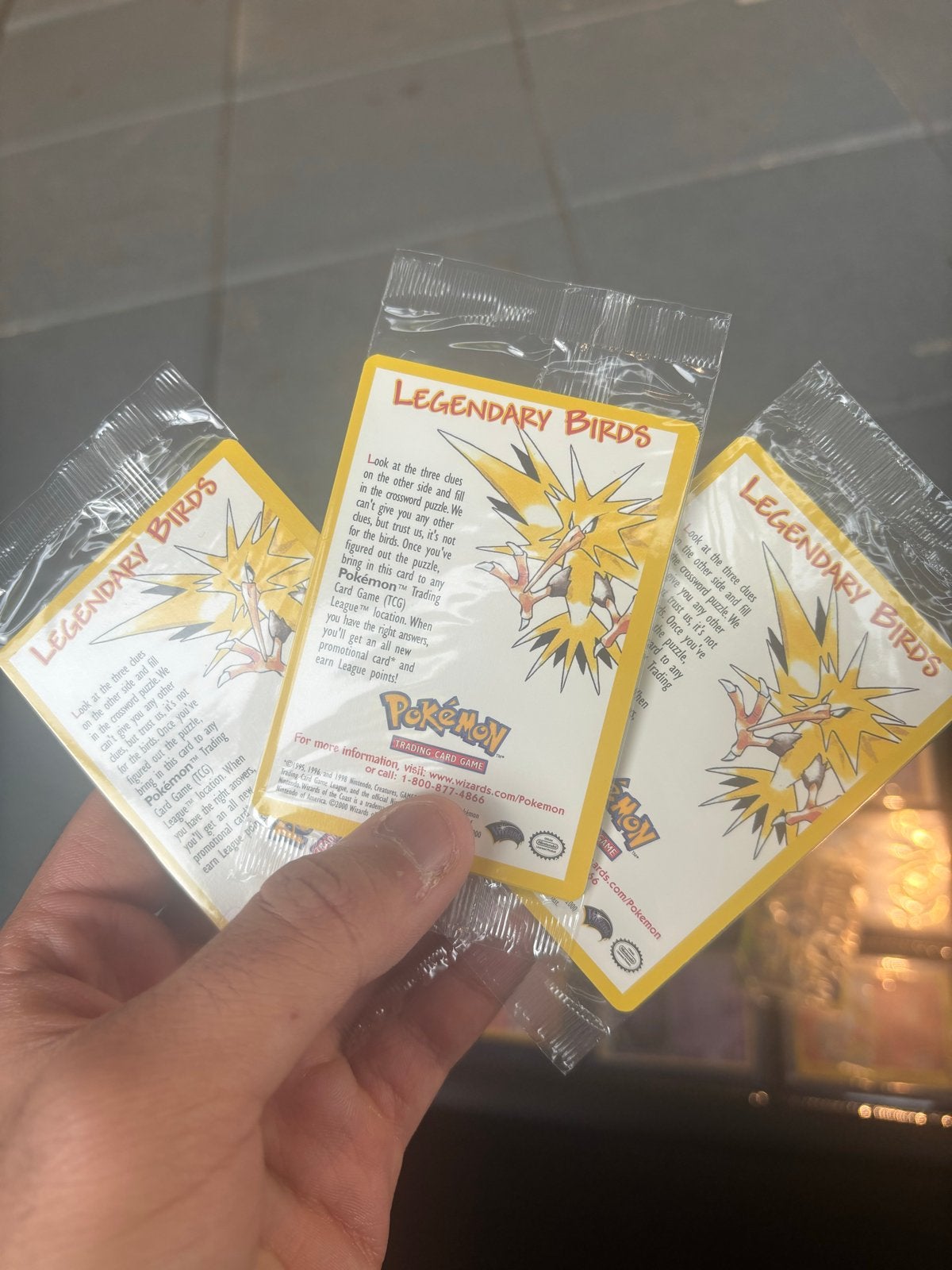 Gesealde Articuno, Zapdos, Moltres Pokémon promo's (1995) 3x, Ophalen of Verzenden, Nieuw, Meerdere kaarten