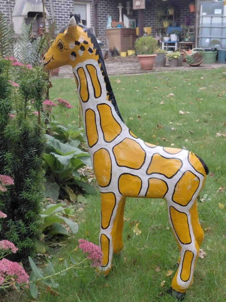 Vintage giraf papier-maché – handgemaakt vintage dierenbeeld, Ophalen