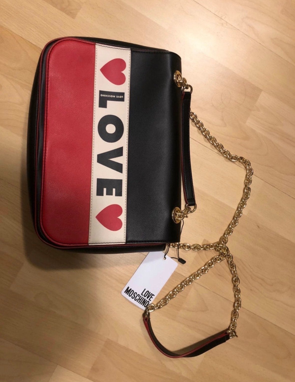 Love Moschino Schoudertas - Zwart/Rood met Gouden Ketting, Ophalen, Nieuw, Zwart, Schoudertasje
