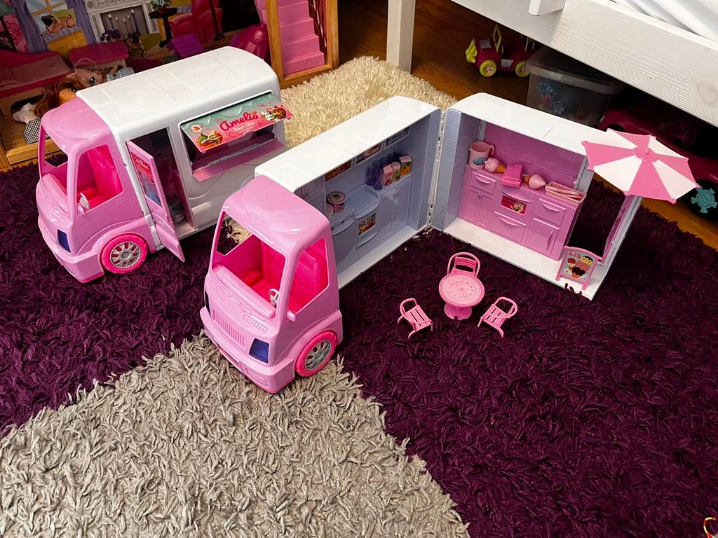 Barbie camper ijsco truck, Ophalen of Verzenden, Zo goed als nieuw, Toebehoren