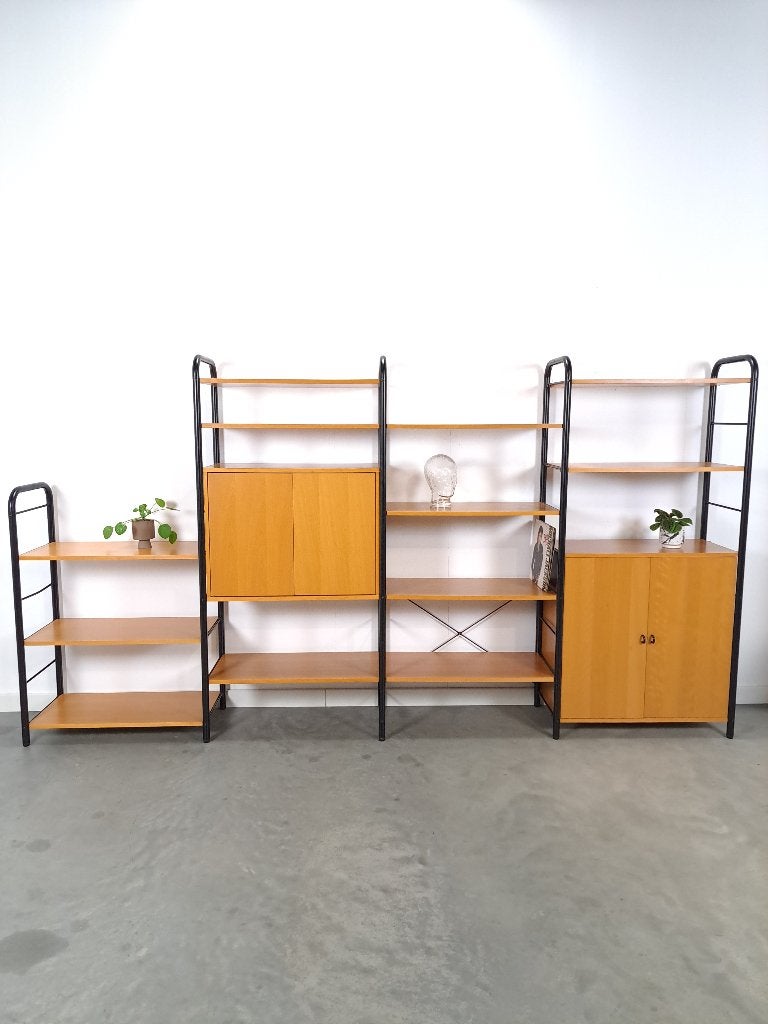 Ikea modulair wandsysteem Niklas, kasten en planken vintage, Overige houtsoorten, 300 cm of meer, Ophalen of Verzenden, 150 tot 200 cm