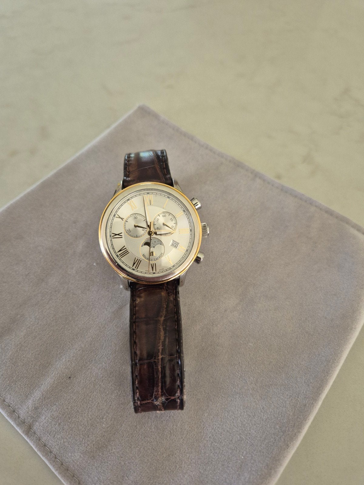 Maurice Lacroix Les Classiques Chronograph Moonphase, Ophalen of Verzenden, Staal, Overige merken, 1960 of later