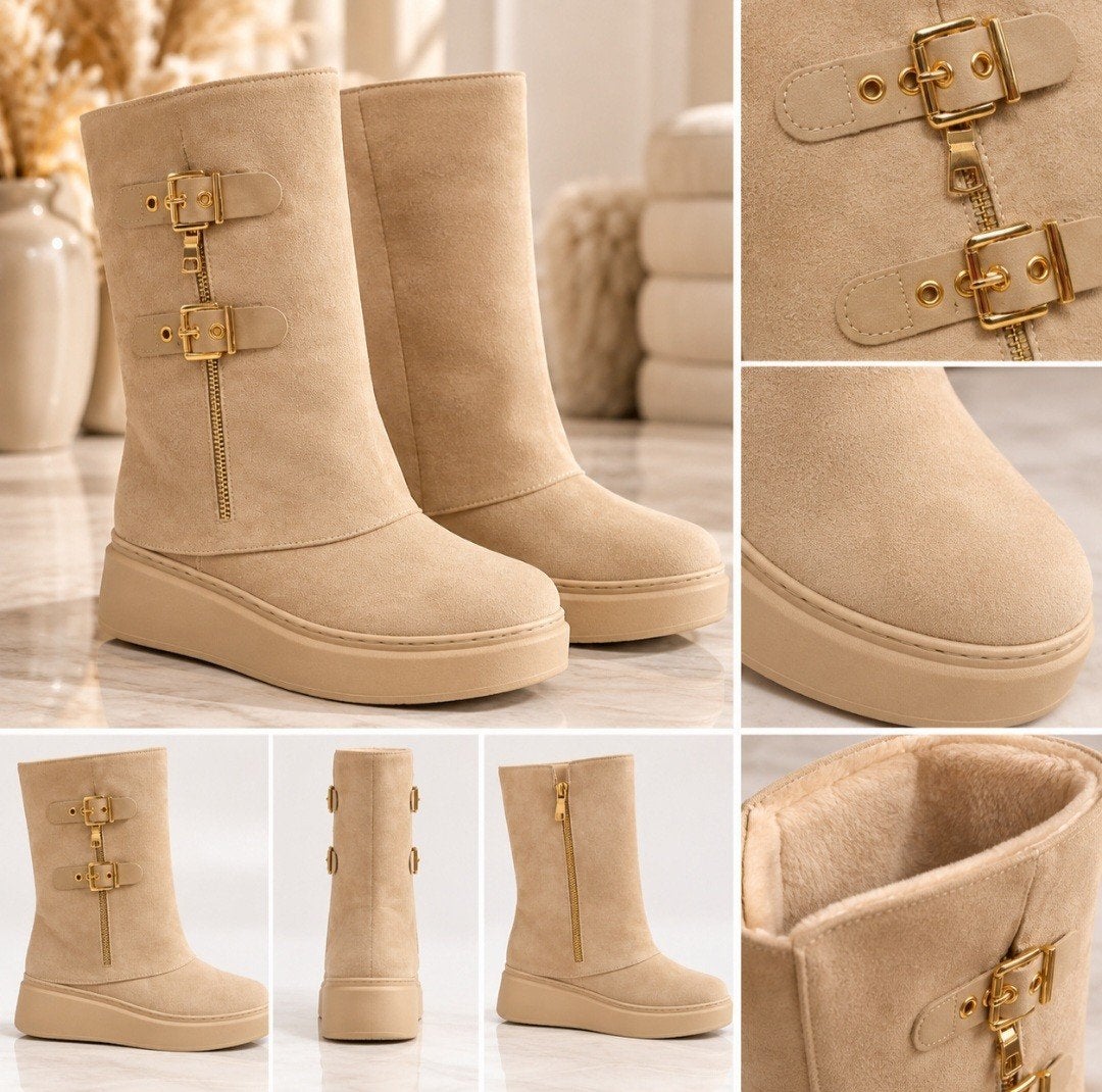 Beige suède enkellaarzen afneembare bovenhoes maat 36 tm 41, Ophalen of Verzenden, Nieuw, Beige, Lage of Enkellaarzen