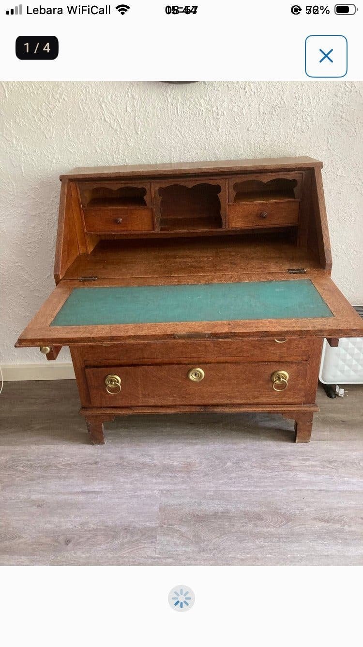Antiek houten secretaire met ladeblok, Antiek en Kunst, Ophalen