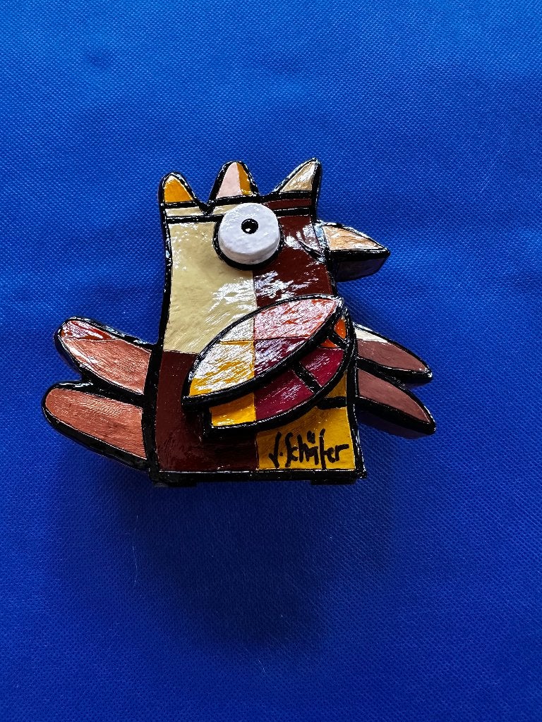 Jacqueline Schäfer Vreemde Vogel 2BS (klein), Antiek en Kunst, Handgemaakt, Beeld, Ophalen of Verzenden, 12 cm