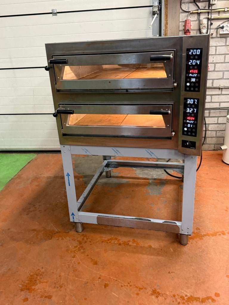 Italiaanse Dubbele steen pizzaoven horeca 12 pizzas zgan, Witgoed en Apparatuur, Ovens, Ophalen, Gebruikt, Oven, Vrijstaand