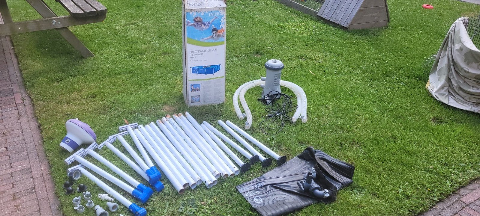 Intex zwembad met pomp en warmtemat, Ophalen, Gebruikt, Minder dan 80 cm, Opzetzwembad