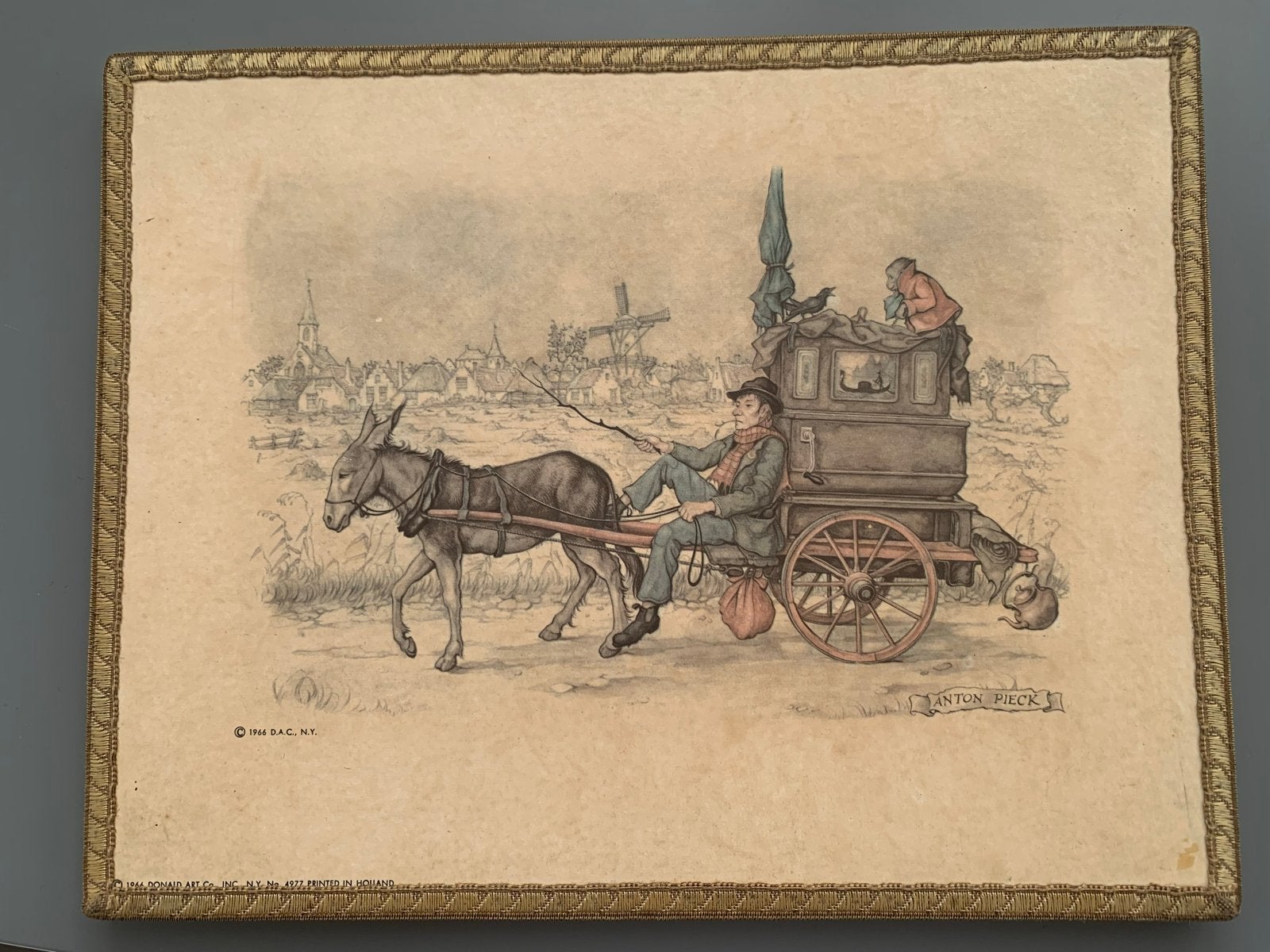Anton Pieck Prent Ezel en Kar - Vintage Hollandse Scène, Ophalen of Verzenden