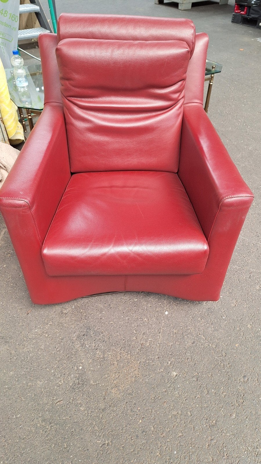 Leolux fauteuil, rood leer, zeer comfortabel, Huis en Inrichting, Stoelen, Gebruikt, Eén, Leer, Rood, Ophalen