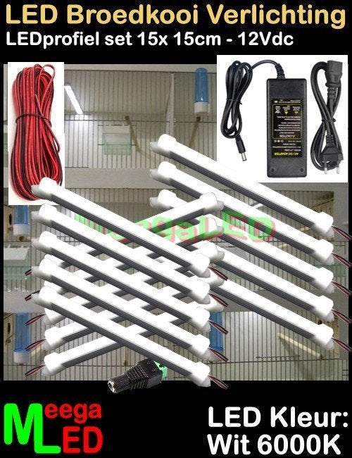 LED verlichting SET 15x 15cm Broedkooi Kweekkooi Vogelkooi, Dieren en Toebehoren, Ophalen of Verzenden, Nieuw, Aluminium, Broedkooi of Kweekkooi
